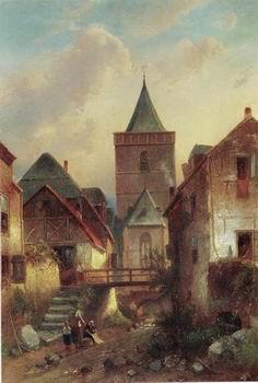 unknow artist European city landscape, street landsacpe, construction, frontstore, building and architecture. 105 Germany oil painting art